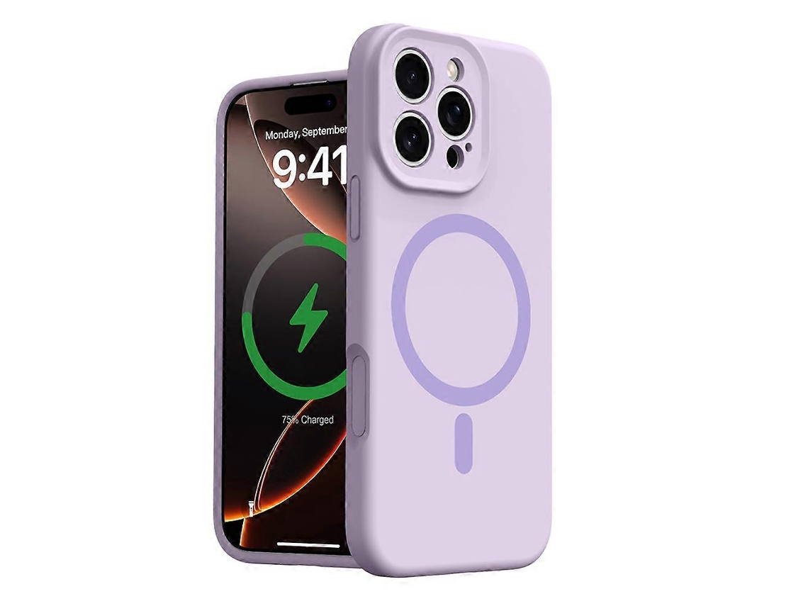 Capa Tkdaddy Para Iphone 16 Pro Compatível Com Magsafe Precise Cutouts De Silicone Líquido Capa Para Celular Em Roxo Claro