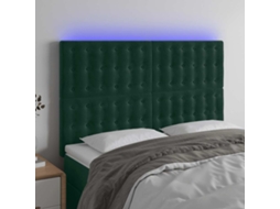 Vidaxl Cabeceira De Cama C/ Led Veludo 144x5x118/128 Cm Verde-escuro
