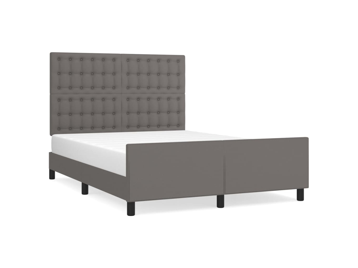 Estrutura de Cama com Cabeceira 140x190cm Couro Artificial Cinzento MAISON EXCLUSIVE