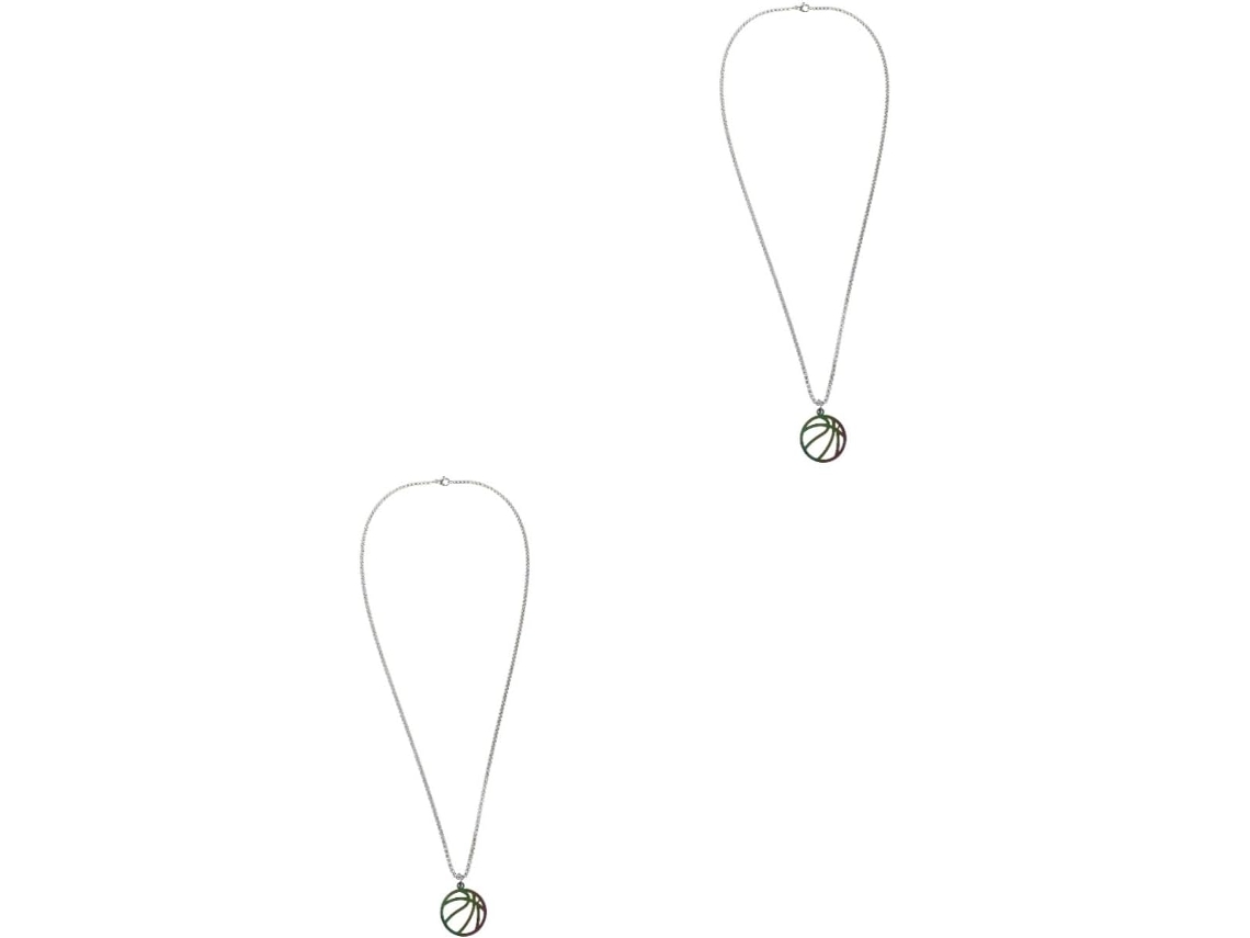 Colar De Basquete Conjunto De 2 Peças Decoração Esportiva Pingente De Basquete Colar Masculino Colar Inovador Colar De Basque Gokoco
