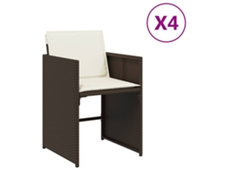 Conjunto de 4 Cadeiras de Jardim com Almofadões Vime Pe Castanho MAISON EXCLUSIVE