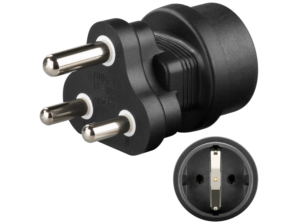 Adaptador De Viagem Europa Para África Do Sul, Preto