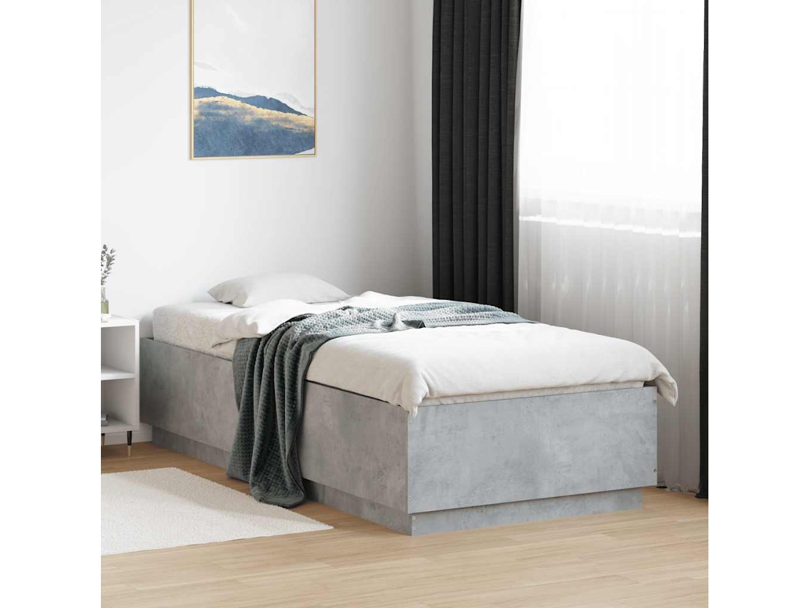 Estrutura De Cama 100x200 Cm Derivados De Madeira Cinza Sonoma