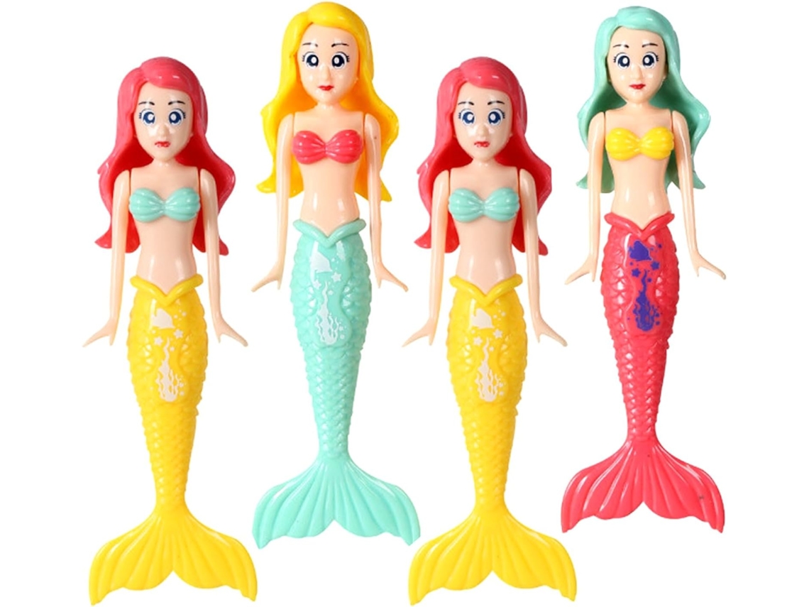 Conjunto de Brinquedos para Piscina de Mergulho, 4 Peças, Torpedos com Tema Oceânico, Brinquedos Subaquáticos de Sereias para Crianças AQUAFORGE