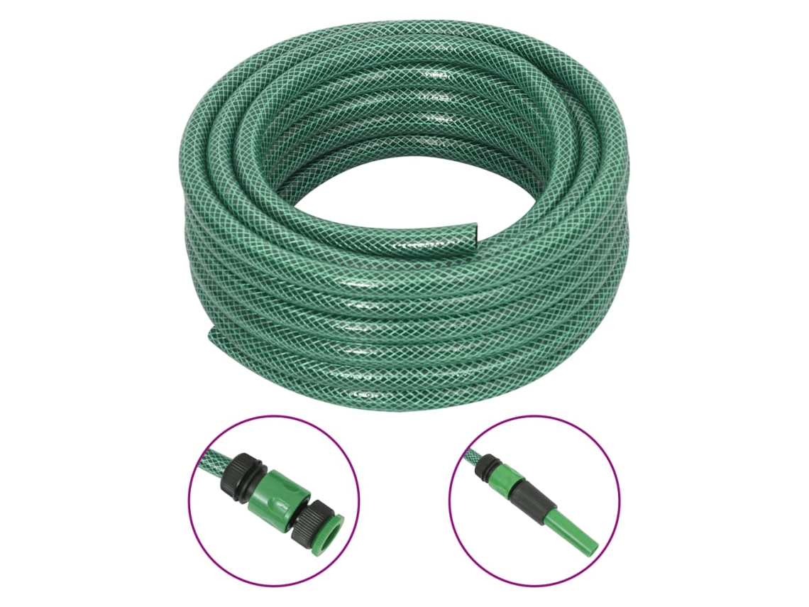 Vidaxl Mangueira De Jardim Com Conjunto De Encaixe 0,5" 10 M Pvc Verde