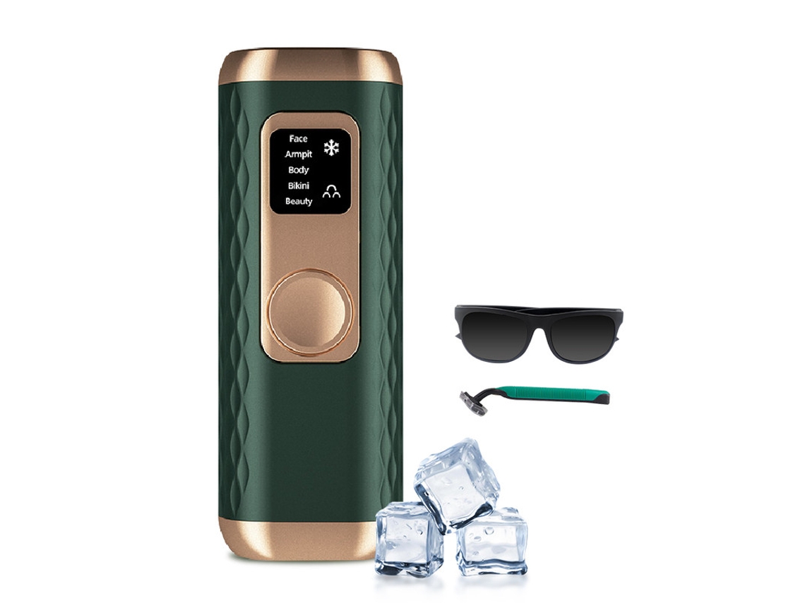 Depiladora Luz Pulsada YIZHOOD 1095B Icy-Cool 5 Funções em Casa Indolor para Aparador de Biquíni de Corpo Inteiro para Mulheres Senhoras Verde