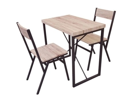 Mesa de jantar alta com cadeiras Dock - L. 80 x A. 75 cm - Marrom