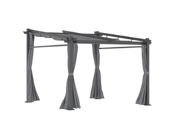 Pérgola 2,97 X 2,95 M, Pavilhão Impermeável Com Proteção Solar, Painéis Laterais, Cobertura Para Pátio, Poliéster, Cinza Escuro