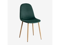 Sklum Pack De 2 Cadeiras De Jantar Glamm Poliéster     Madeira Natural                  Velluto Verde Selva                               Veludo