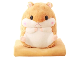 Primerox conjunto Almofada Cobertor Hamster 2 em 1 Pelúcia Macia Decor Casa Office Presente
