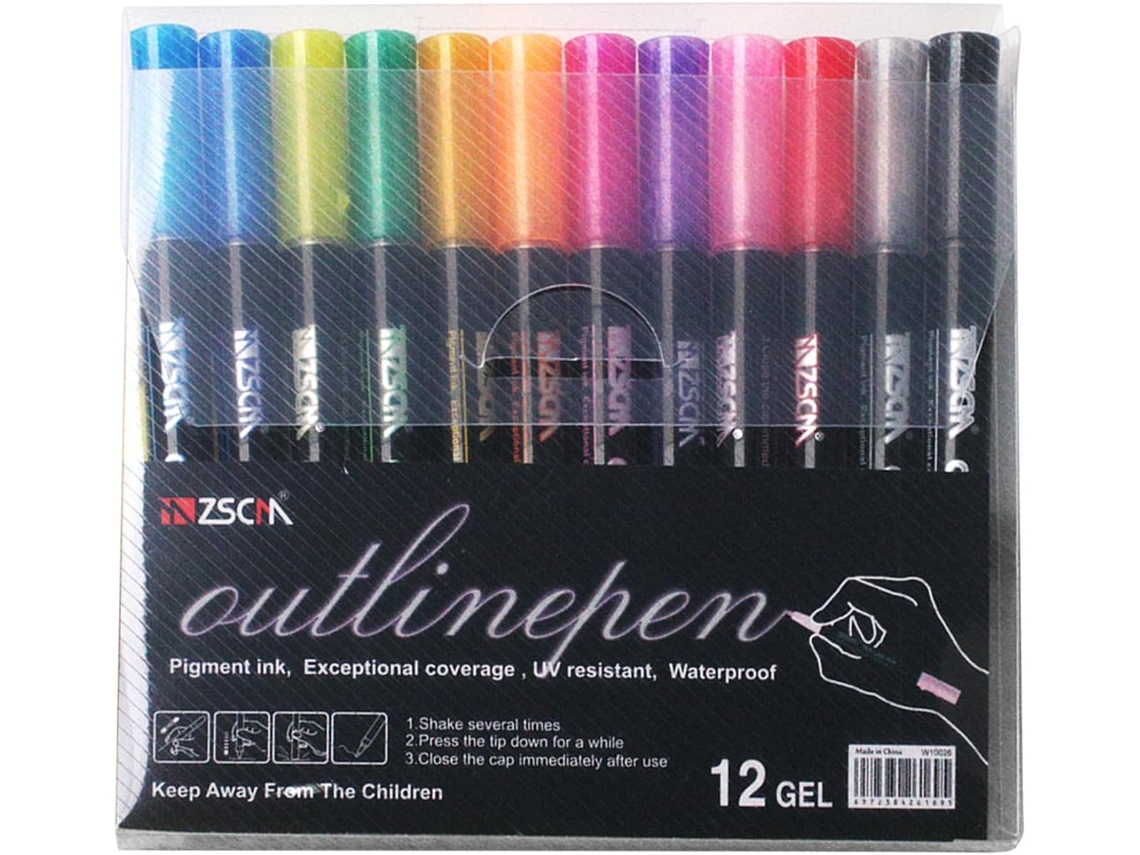 Conjunto De 12 Canetas Coloridas De Ponta Dupla Para Crianças, Ideais