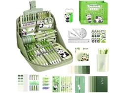 Kit Escolar Fofo Com Tema Panda, Conjunto Papelaria Educativa Para Meninas Caderno, Régua, Canetas, Adesivos,