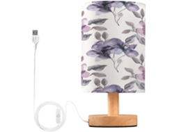 Abajur De Cabeceira Brightly Flowers Para Quarto, Com Portas De Carregaje USB C, Luminária De Leitura Led, Base De