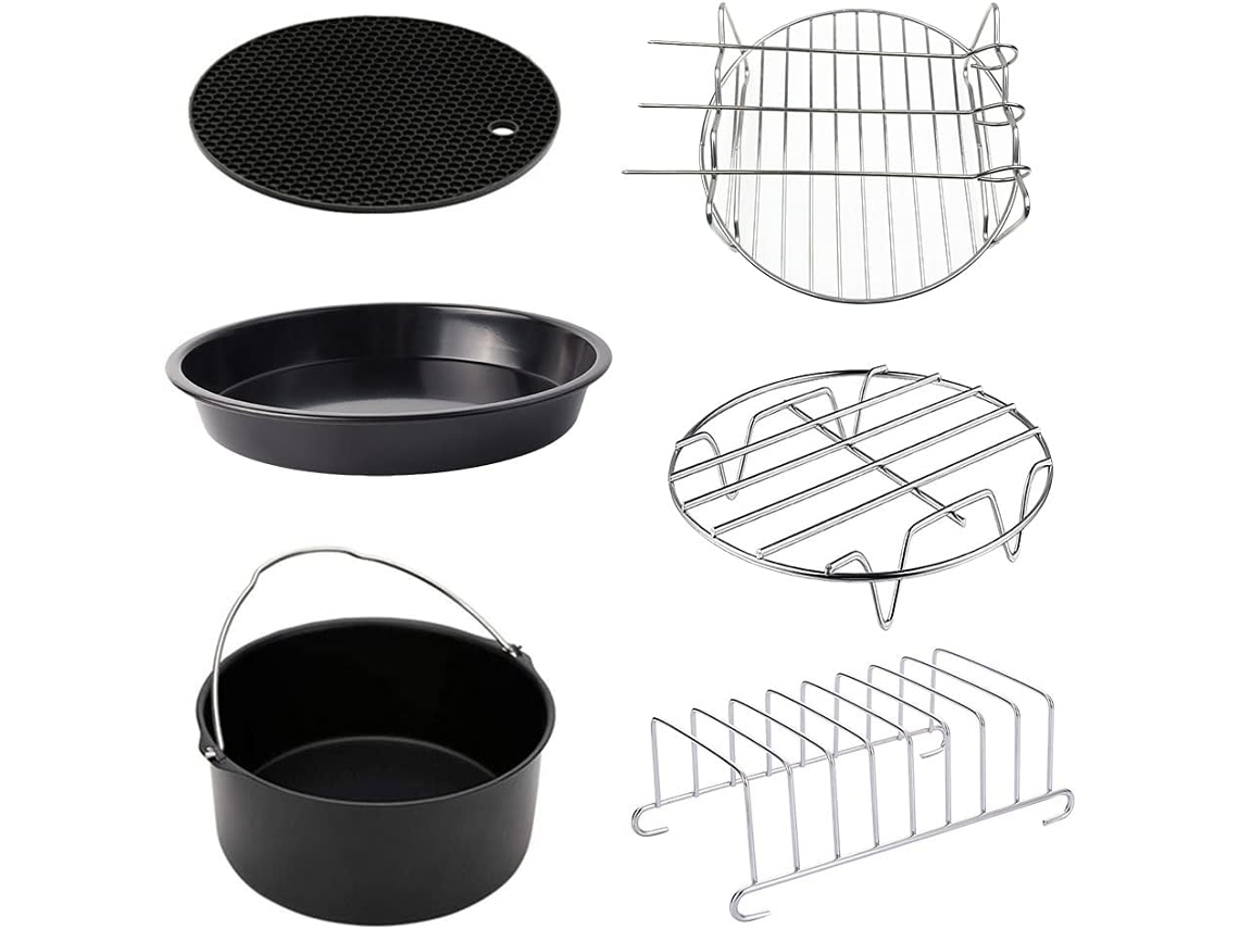 Conjunto De Acessórios Para Fritadeira A Ar 7 Polegadas, Conjunto De 6 Peças Para Assar E Pizza, Aço Durável, Adequado