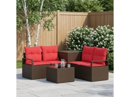 Vidaxl Conjunto De Sofás 6 Unid. Marrom E Vermelho