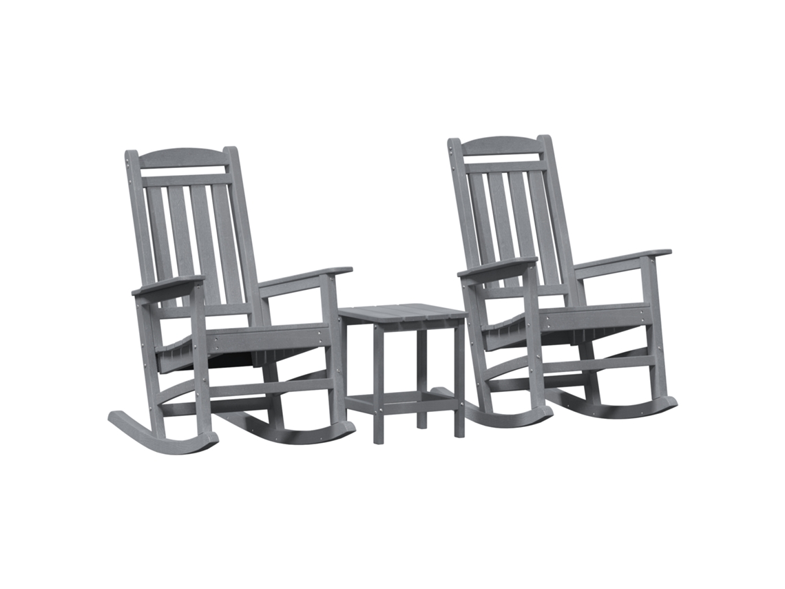 Conjunto 3 Cadeira De Jardim Vidaxl Cinzento-claro Polietileno (92 X 70 X 108 Cm)