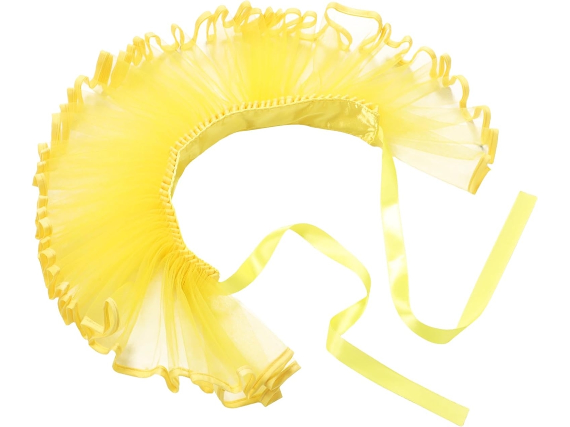 Gola Medieval Unissex Em Tule Amarelo Com Babados No Pescoço, Confortável E Elegante, Ideal Para Cosplay E