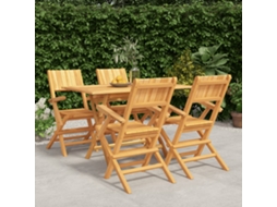 Conjunto 5 Peças Jantar P/ Jardim Madeira De Teca Sólido Dkd Home Decor