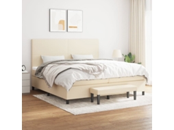 Vidaxl Cama com Molas/colchão 200x200 Cm Tecido Cor Creme