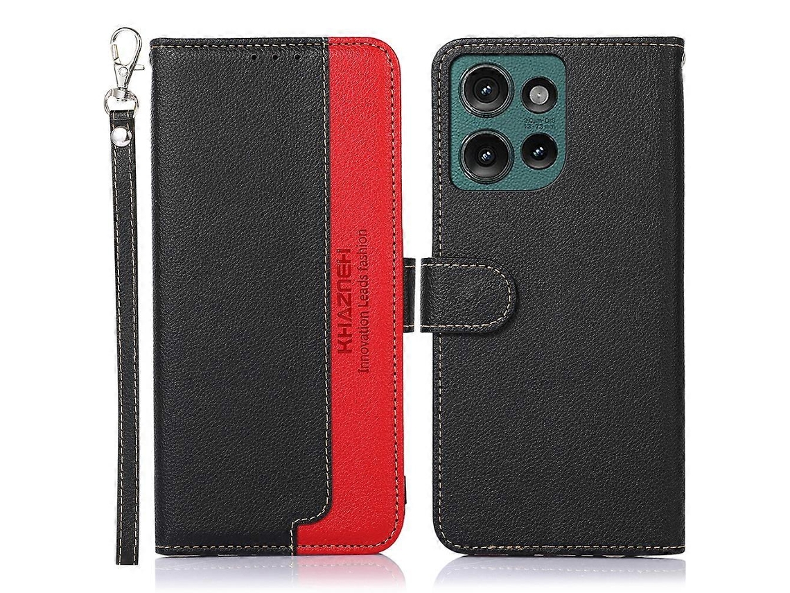 Capa Para Celular Motorola Edge 50 Neo Khazneh Em Couro Com Textura De Lichia E Proteção Rfid