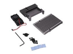 Enclosure de Resfriamento com Ventoinha para Raspberry Pi 4 B Cinza