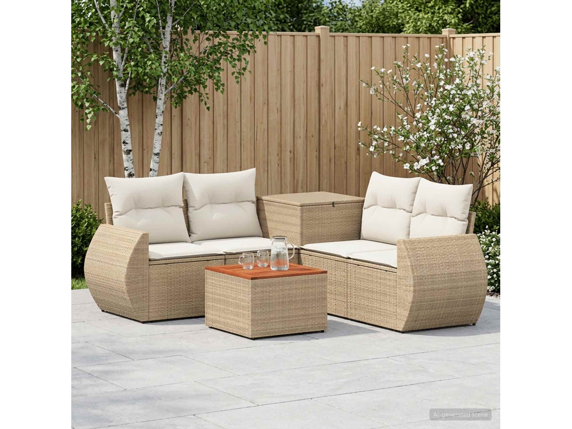 Vidaxl Conjunto De Sofás 6 Unid. Bege E Branco Creme