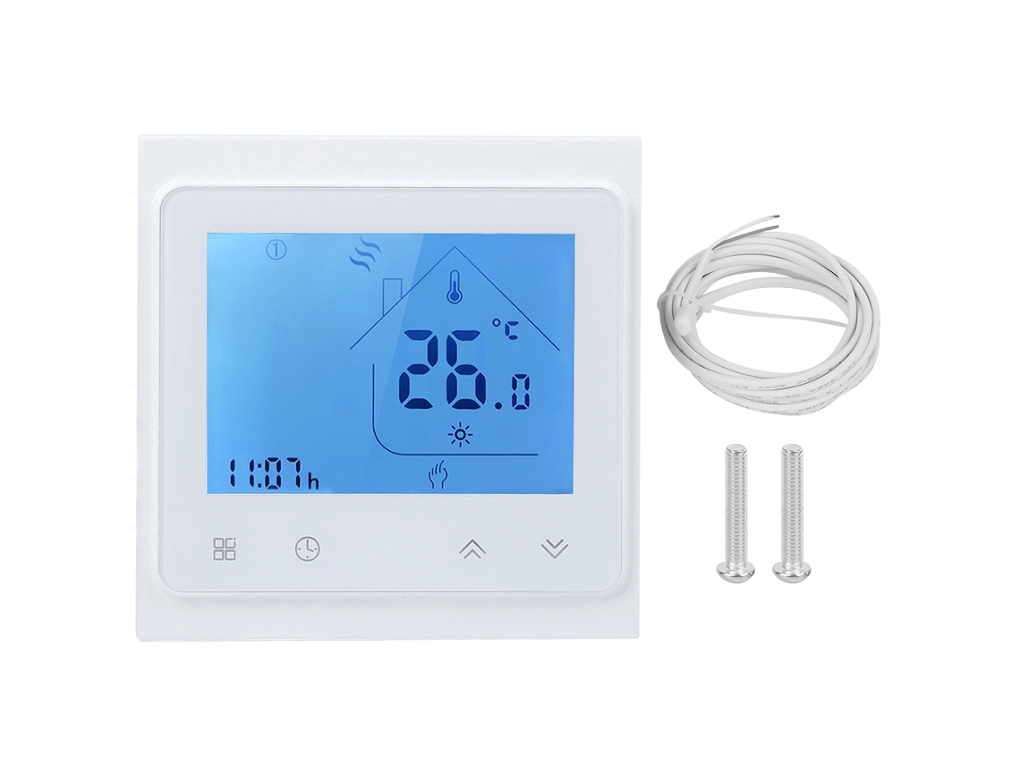 Termostato Inteligente Programável com Tela Touch LCD, Smartsensor e Alexa Branco 95~240v