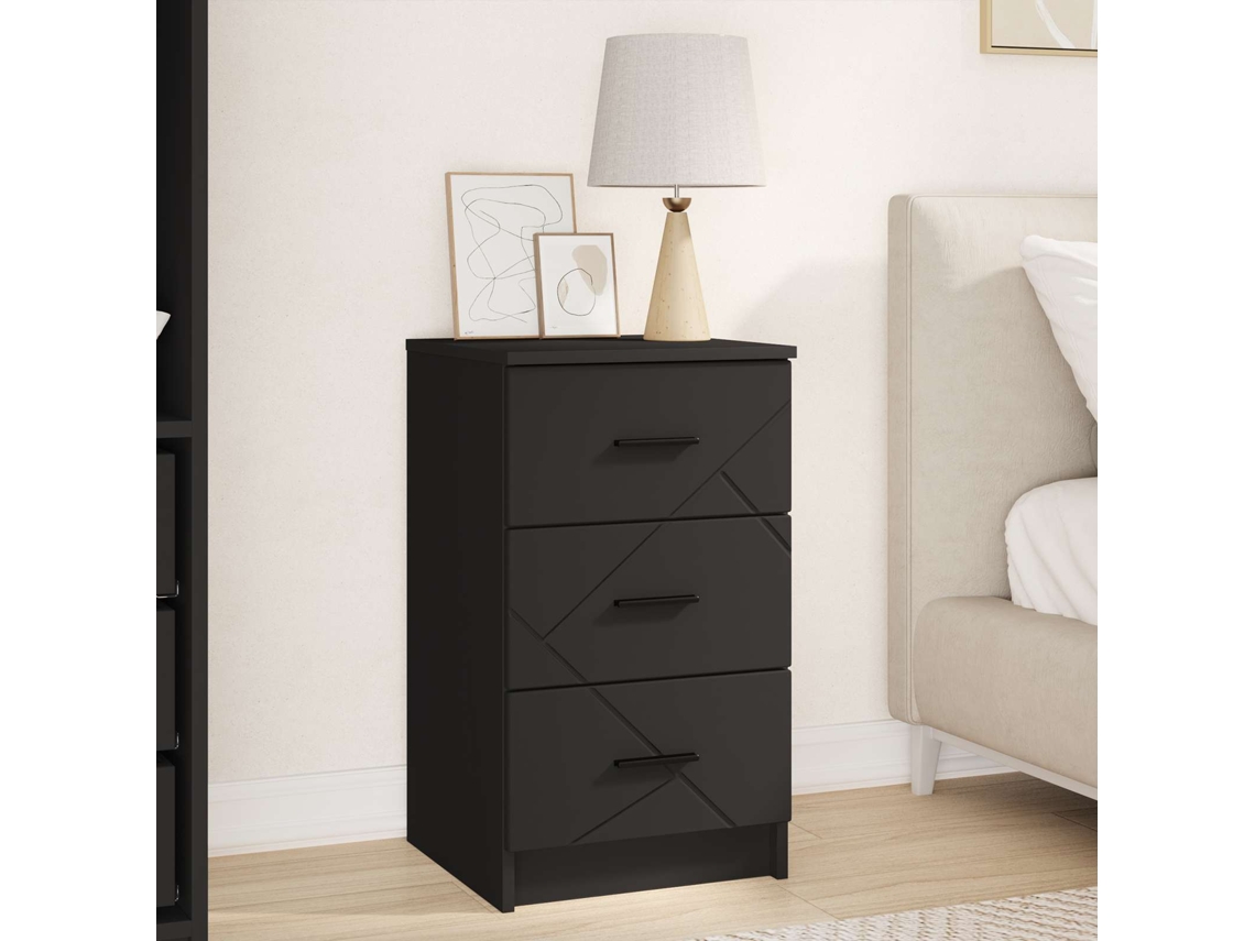 Vidaxl Armário De Cabeceira Preto 38 X 38 X 66 Cm Derivados De Madeira