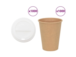 Vidaxl Copos De Café De Papel Com Tampas 1000 Pcs 12oz 300ml