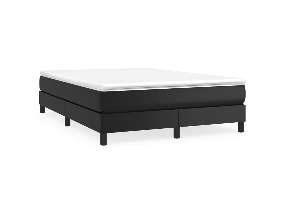 Cama com Molas Couro Artificial Preto MAISON EXCLUSIVE 140x190 cm