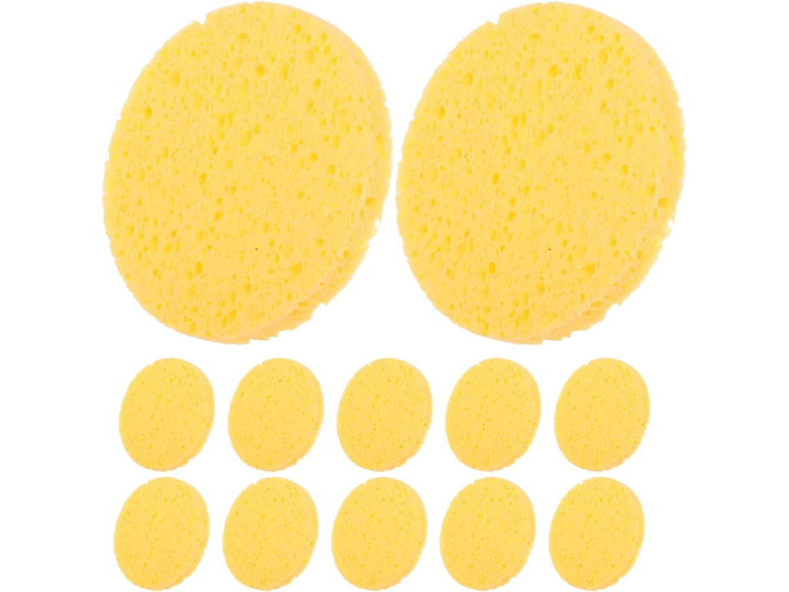 Esponjas Faciais Redondas De Celulose Natural Bege, Pacote Com 50 Unidades, Macias.