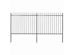 Vidaxl Cerca De Jardim Com Topo Em Forma De Lança Em Aço 359x150 Cm, Preta