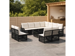 Vidaxl Conjunto De Sofá De Jardim 12 Unid. Preto Vime Pe