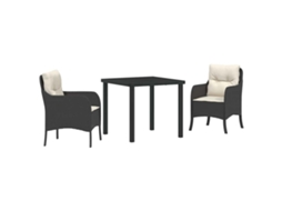 Maison Exclusive - Conjunto De Jantar Para Jardim Com Almofada 3 Pcs Preto Vime Pe