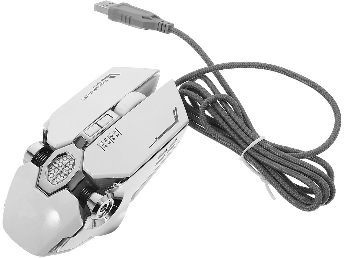 Mouse Gamer Usb Clássico De Plástico Prateado Para Computador