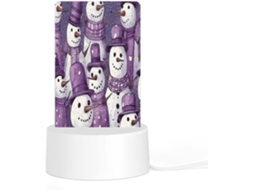 Luminária noturna LED de acrílico "plug and play" com base de plástico, design Boneco Neve Roxo, com estampa Boneco.
