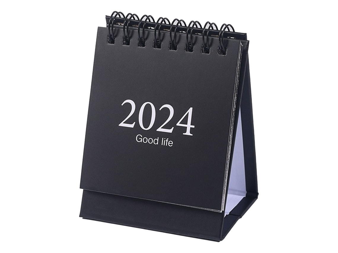 2026 calendário Mini 2024 com Espiral de Fio Planejador Diário de Mesa para Casa e Escritório 105x75mm Preto