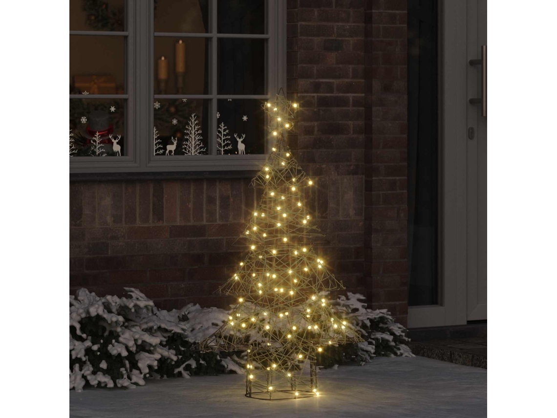 Vidaxl Árvore De Natal 120 Led Branco Quente 150 Cm Vime