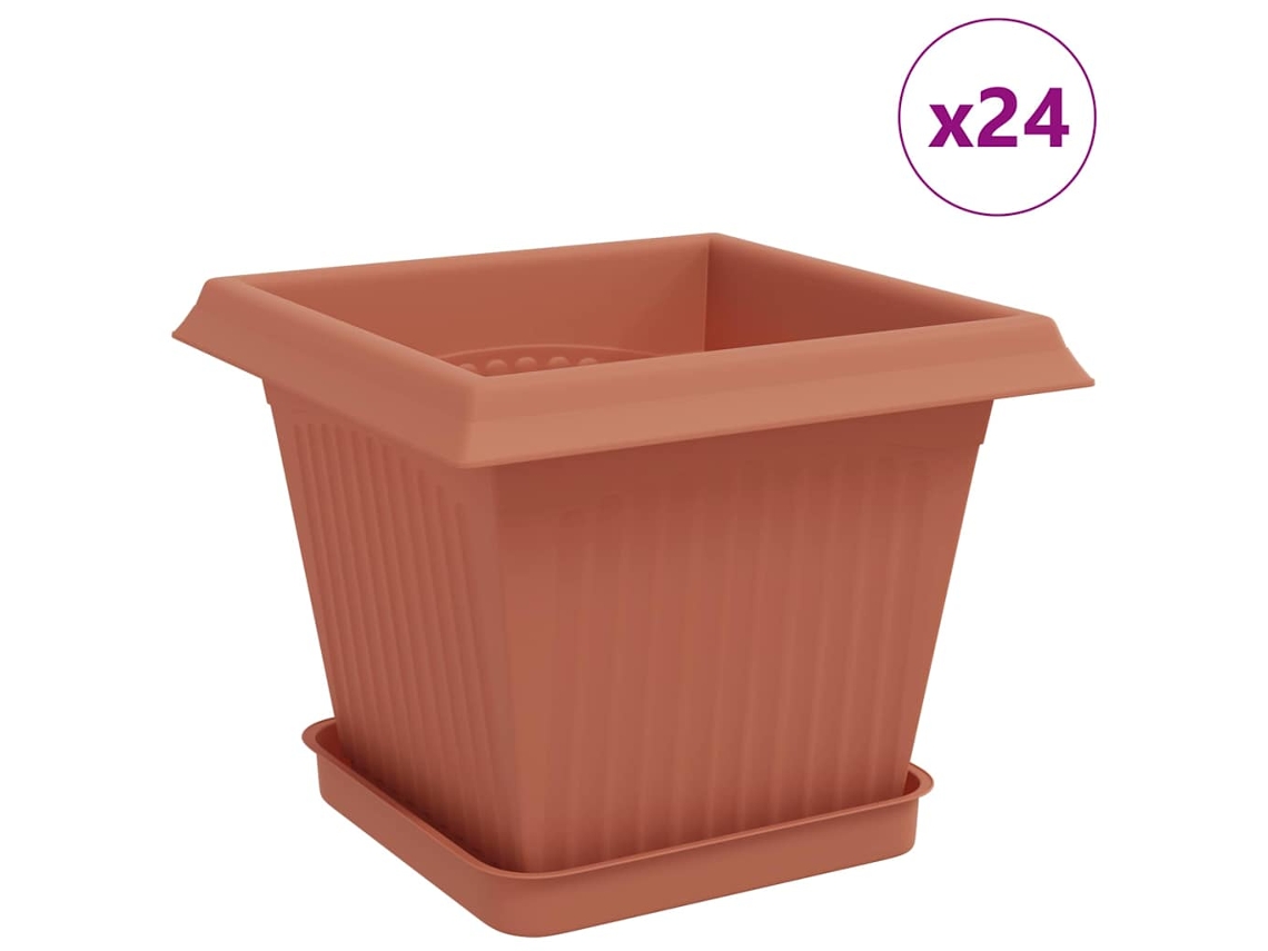 Vidaxl Vasos De Plantas 24 Pcs Vermelho Tijolo 20 X 20 X 16 Cm