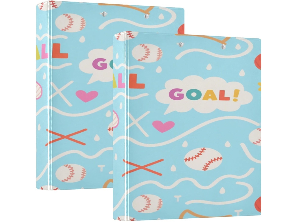 Pastas De Mesa Com Carimbo Ondas Gol Beisebol Padrão Linhas Azuis 1 2 Polegada Prancheta, Packe Com 1 2 E