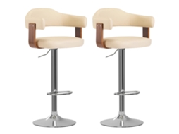 Vidaxl Bancos De Bar 2 Pcs Madeira Curvada E Couro Artificial Creme