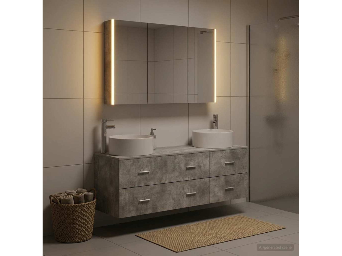 Vidaxl Conjunto De Móveis Para Banheiro 4 Pcs Cinzento Cimento