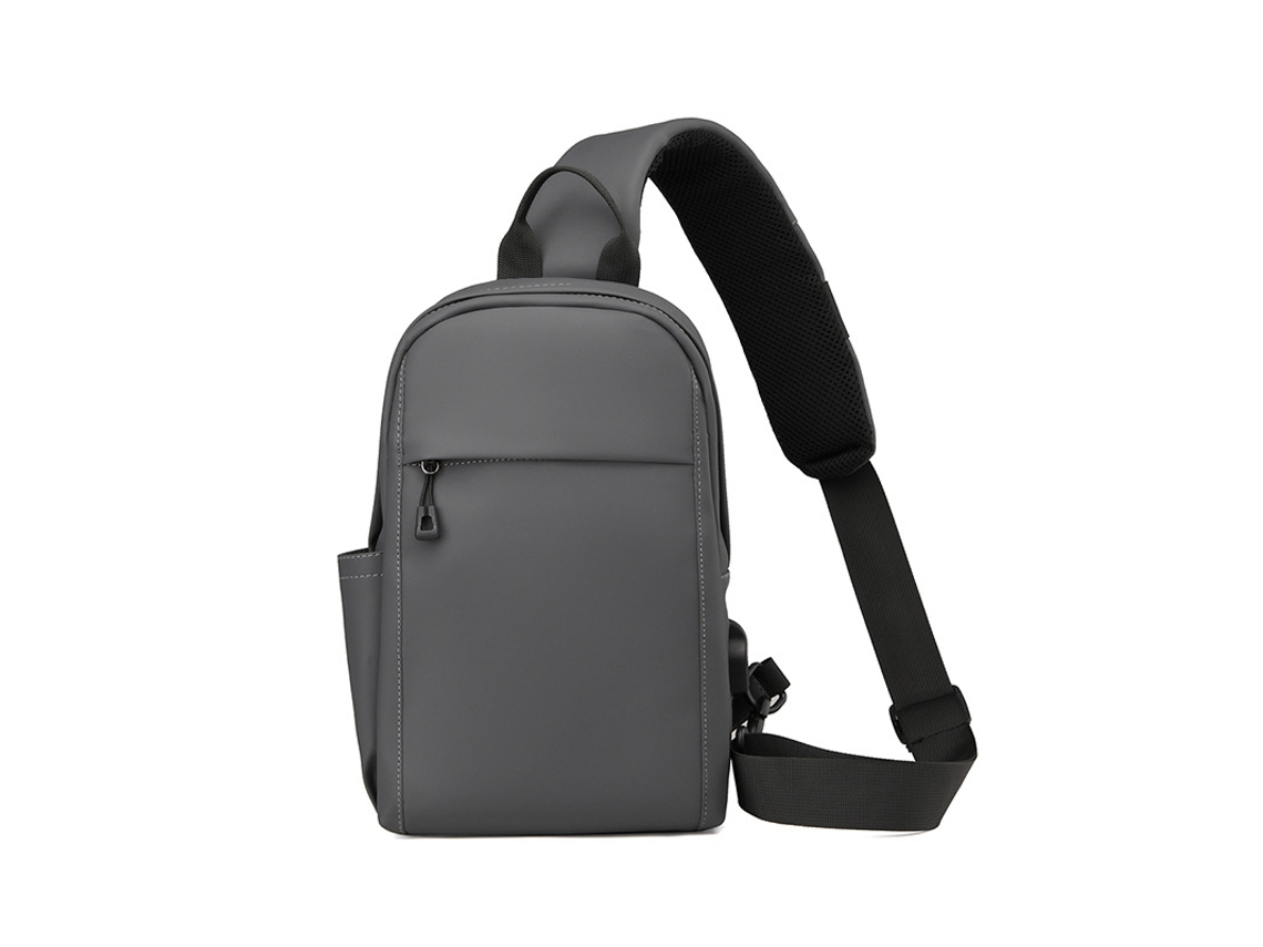 Bolsa Transversal (cinza), Bolsa De Peito De Grande Capacidade, Ideal Para Viagens, Durável.