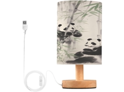 Abajur De Cabeceira Com Pintura Panda Em Tinta, Para Quarto, Luminária De Cabeceira Led, Luminária De Leitura Com Cúpula