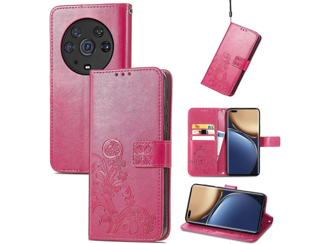Capa De Couro Para Celular For Honor Magic3 Pro Com Fecho De Quatro Lâminas E Relevo.