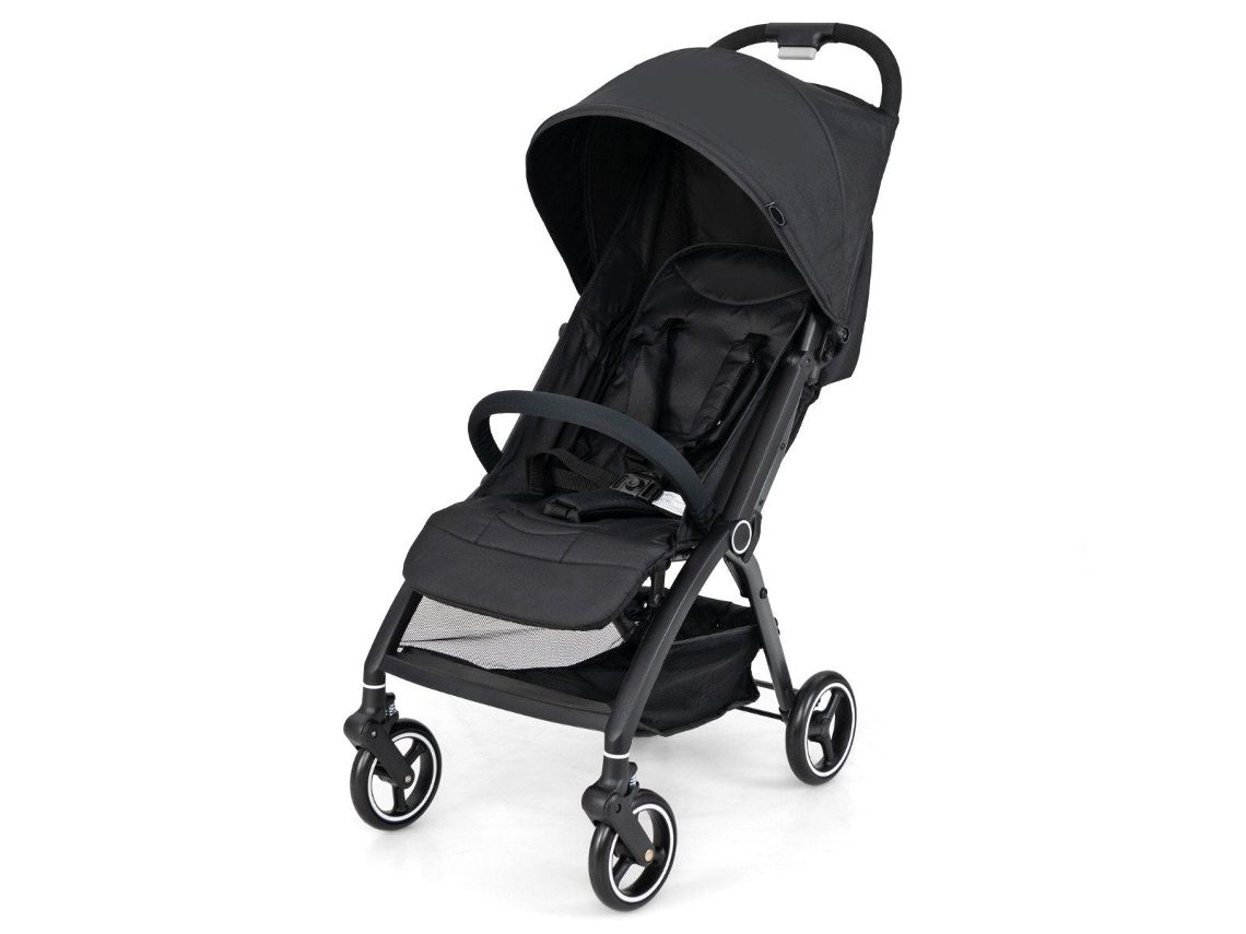 Carrinho de Passeio Dobrável com uma Mão, Encosto Ajustável e Capota, Carrinho de Viagem, Preto NORTHIX