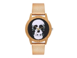 Relógio de Quartzo com Pulseira de Silicone Mesh Padrão de Esqueleto Humano para Menino e Menina (ouro Rosa)