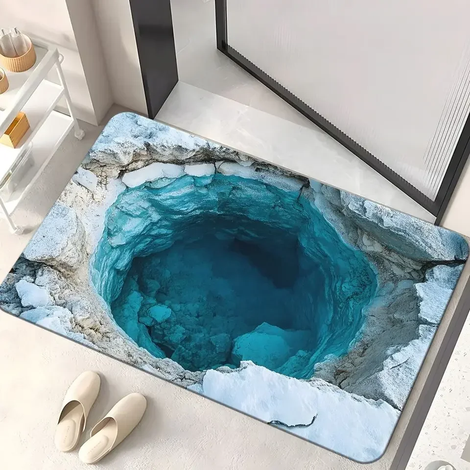 Tapete De Entrada Com Ilusão 3d De Abismo Para Banheiro E Cozinha Com Efeito De Perfuração Visual (estilo 6, 50x80cm).