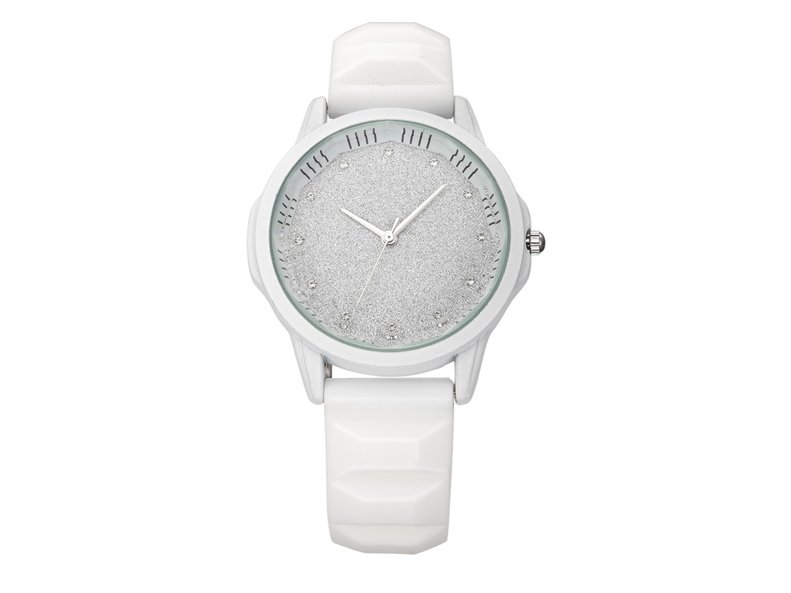 Relógio Analógico de Pulso Quartz Clássico Estilo Simples Mostrador Redondo Ajustável Branco