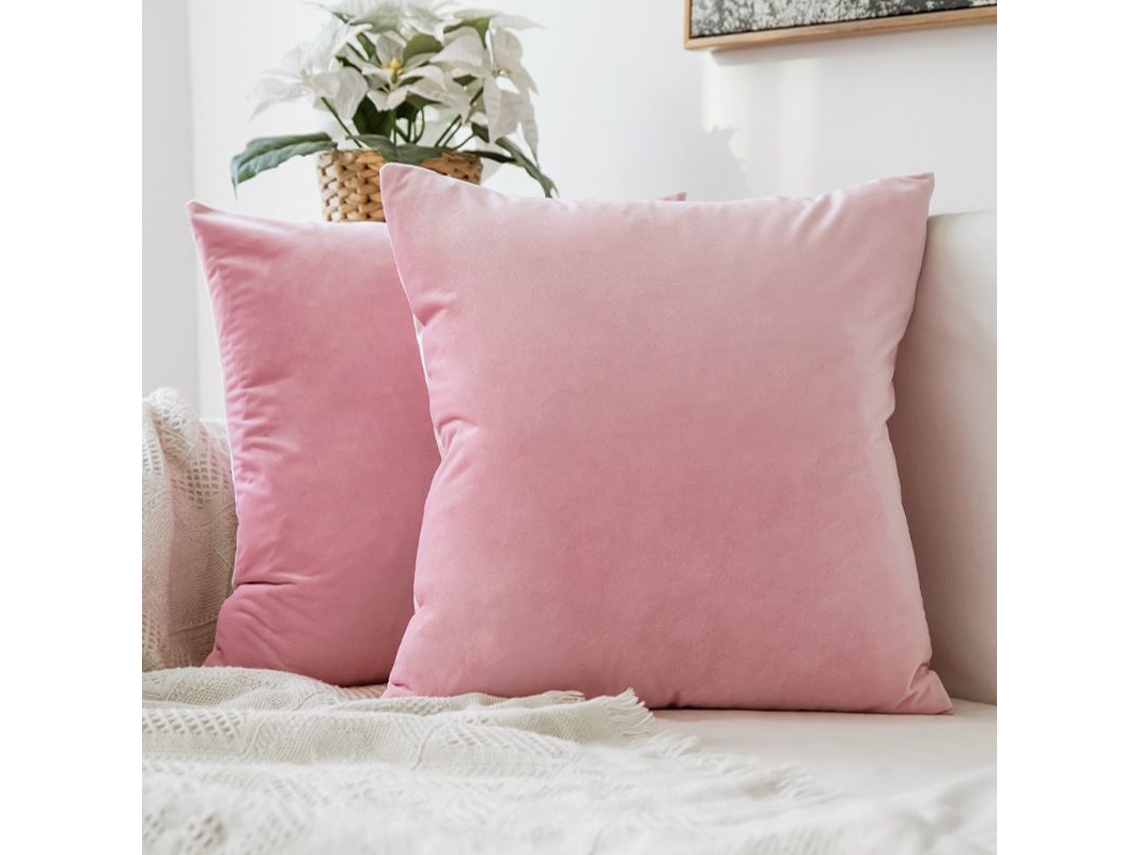 2026-funda De Almohada De Terciopelo Suave 2 Piezas 45x45 Cm Sin Relleno Para Sofá Cama Coche Rosa
